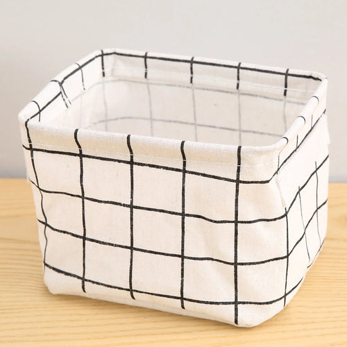 1PC Cotton and Hemp Storage Basket with Handheld Printed Tabletop,