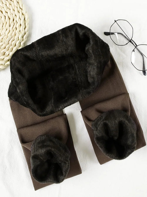 Women Winter Leggings Warm Leggins High Waist Solid Color Velvet Women