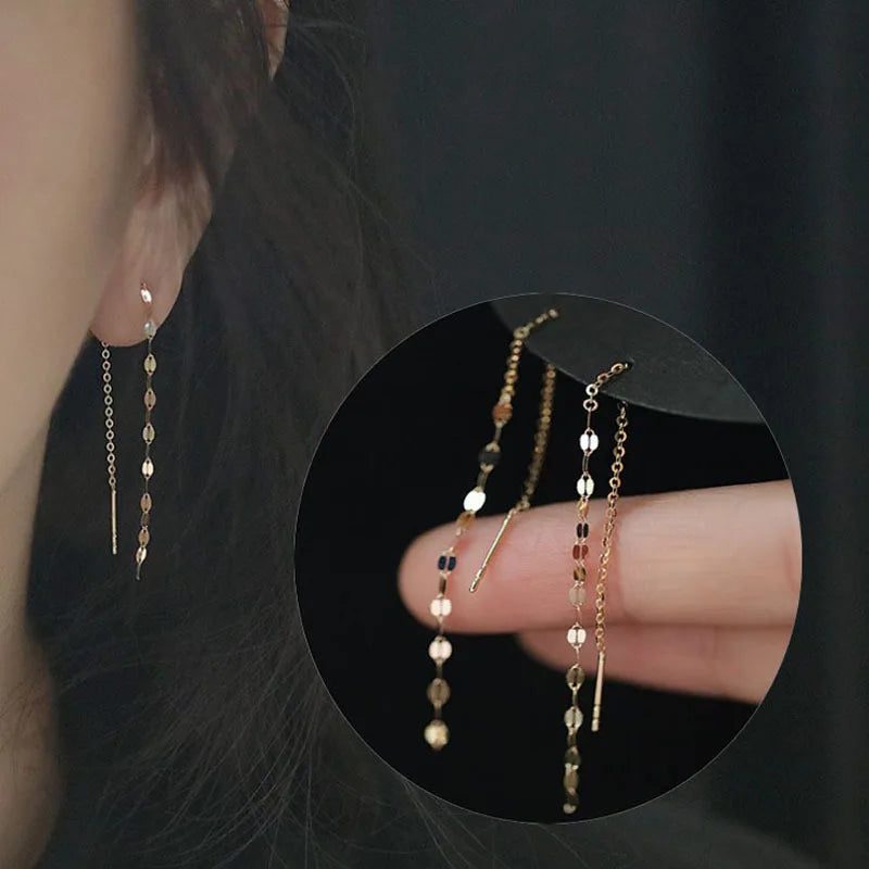 Exquisite Drop Ear Line Long Hanging Earrings For Women Zircon Crystal