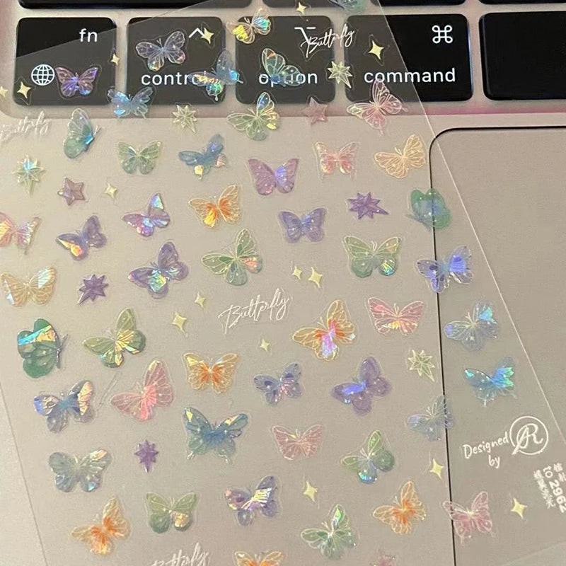 1/5sheets Colorful Butterfly Fairy Stickers Fashion Butterfly Wing
