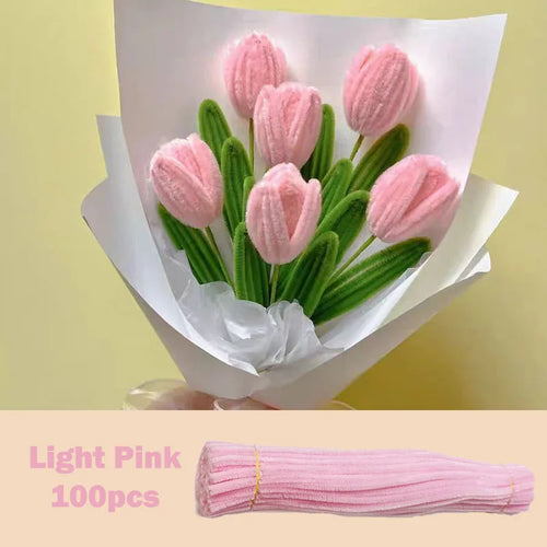 100pcs Colorful Chenille Stems Pipe Cleaners Plush Tinsel Stem Wired