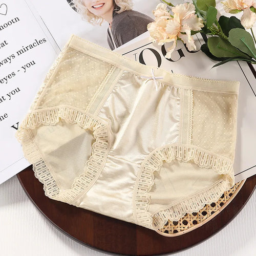 Mid Waist Sexy Lace Women's Panties Comfortable Thin Underwear Briefs