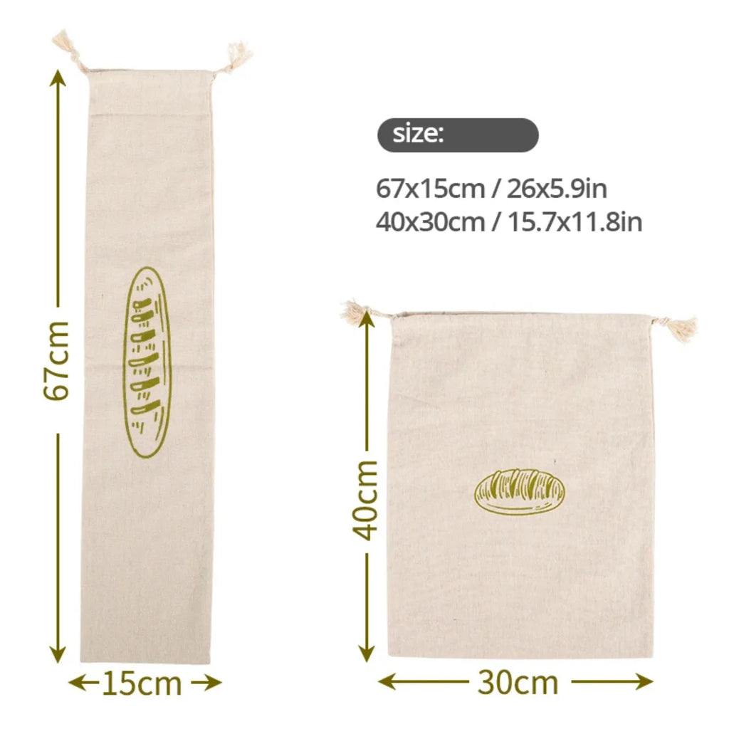 3 style Linen Bread Bags Reusable Drawstring Bag For Loaf Homemade
