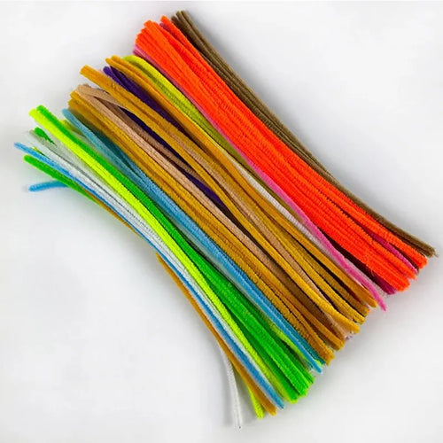 100PCS Colorful Chenille Stem Twisted Rod Wool Root Fluffy Bar Iron