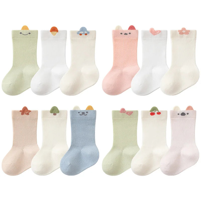 3Pairs/set Newborn Baby Socks For Girls Boys High Quality Cotton