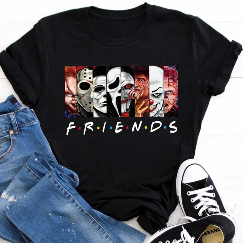 Friends T Shirt Best Stephen King Horror Characters Printed Cartoon