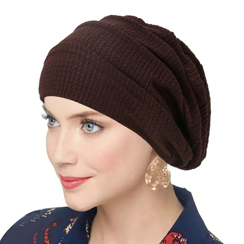 Trendy Crinkle Women's Solid Color Hijab Turban Soft Elastic Indian