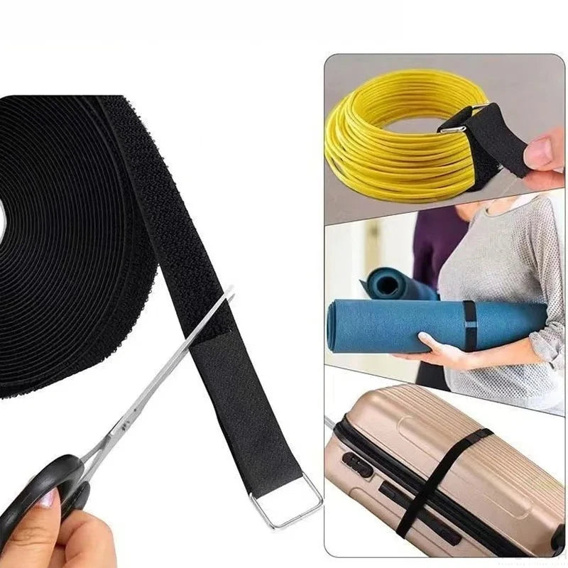 2M Reusable Nylon Hook Loop Fastening Cable Tape Cut-to-Length