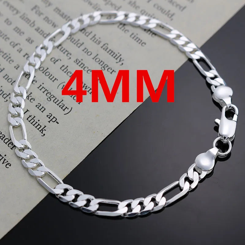 Noble New Arrive Silver Color 4MM Chain for Men Women Bracelet