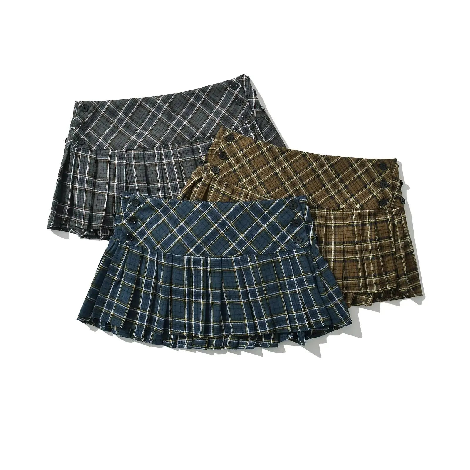 Summer Mini skirts for woman vintage korean fashion plaid skirts for