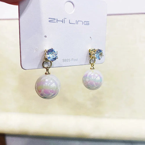 2022 New Trend Simulation Pearl Long Earrings Women's Flower