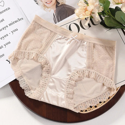 Mid Waist Sexy Lace Women's Panties Comfortable Thin Underwear Briefs