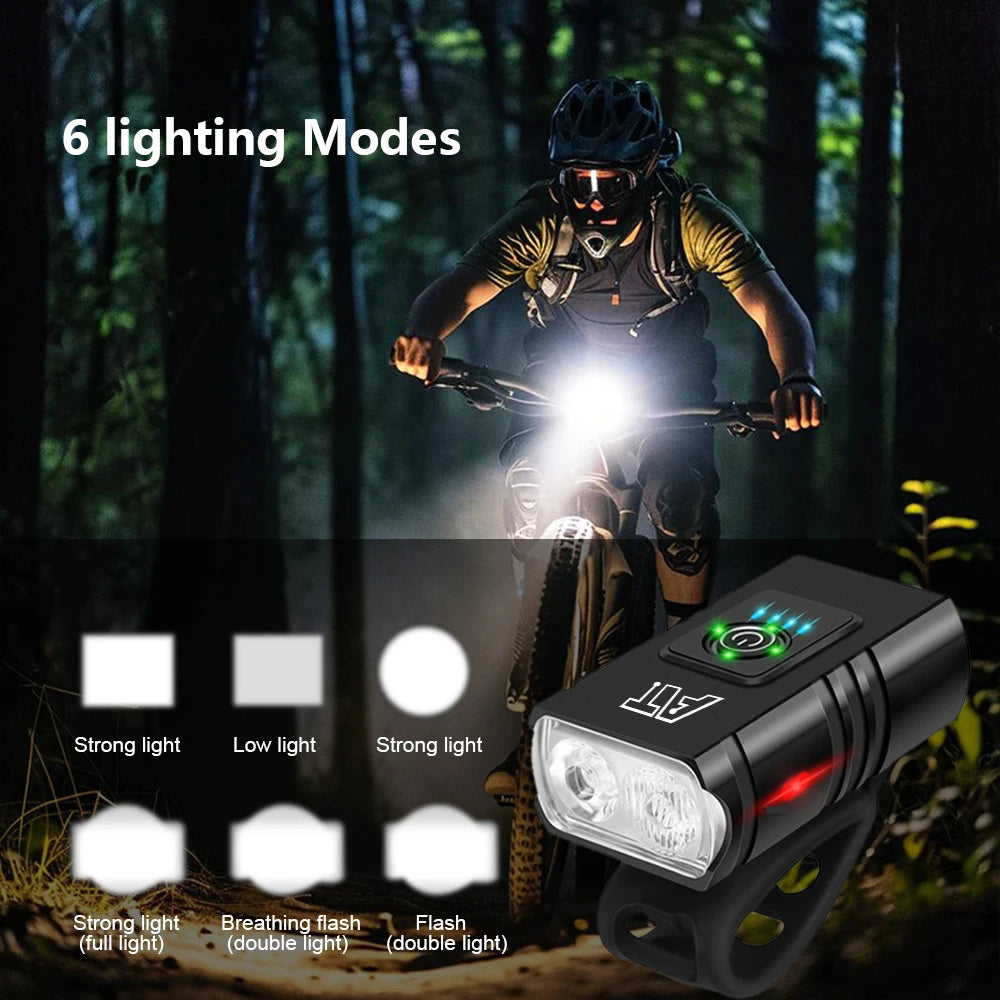 LED Bicycle Front Light Type-C Rechargeable Bicycle Headlight MTB Road