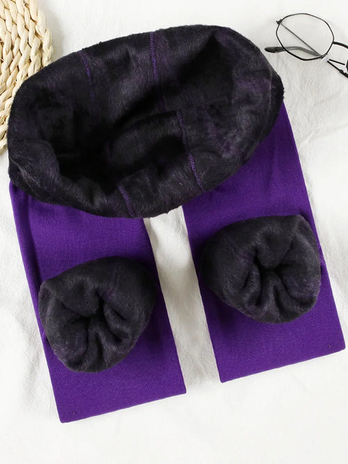 Women Winter Leggings Warm Leggins High Waist Solid Color Velvet Women