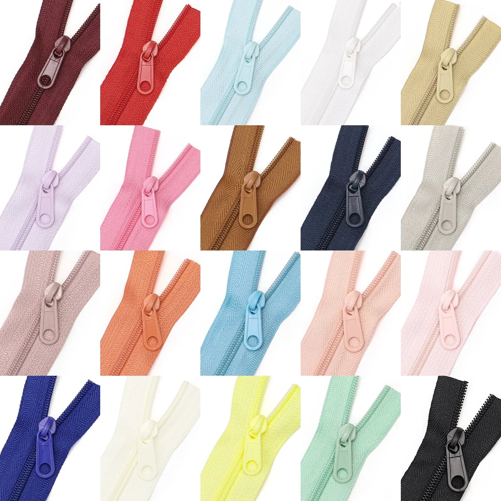 1 group = 4.5m zipper + 10 plastic zipper heads, 20 colors optional,