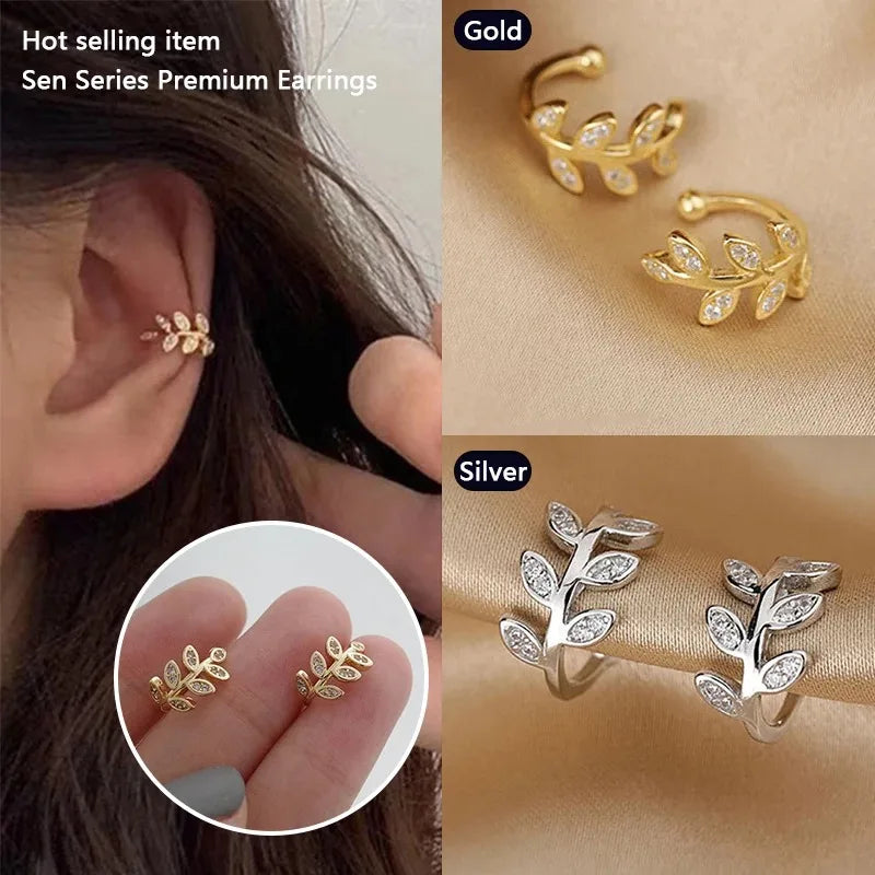 1Pc Hot Sale Cute Metal Leaf Earcuff Clips On Earring for Women Girls,