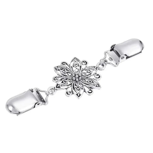 Vintage Dress Clips - Floral Cardigan Shawl Clips, Brooch Pins for