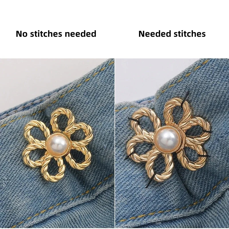 2pairs Waist Metal Flower Adjustable Tighten Invisibility Decoration