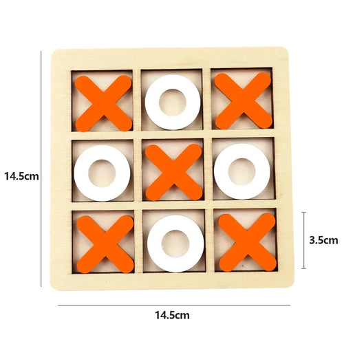 Wooden XO Tic Tac Toe Game Mini Chess Board Interaction Puzzle
