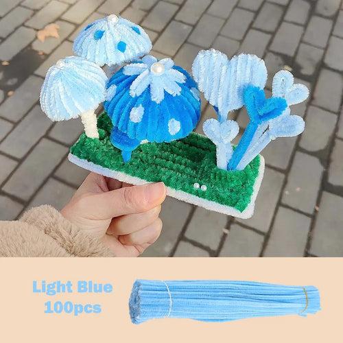 100pcs Colorful Chenille Stems Pipe Cleaners Plush Tinsel Stem Wired