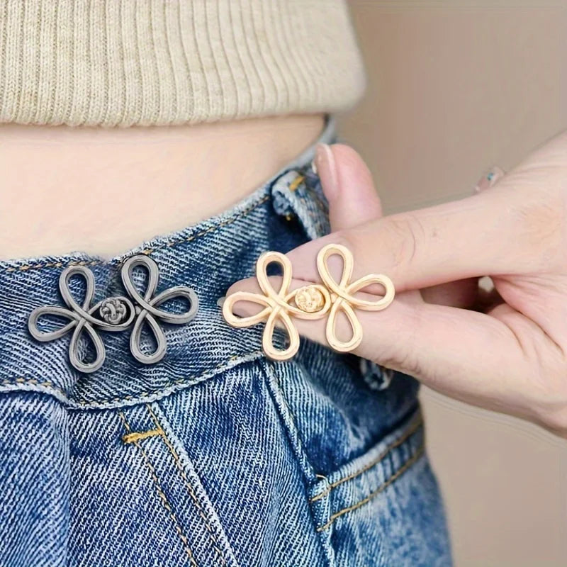 2PCS Lucky Four-Leaf Clover Alloy Waist Clips - No-Sew Adjustable