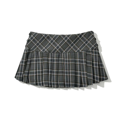 Summer Mini skirts for woman vintage korean fashion plaid skirts for