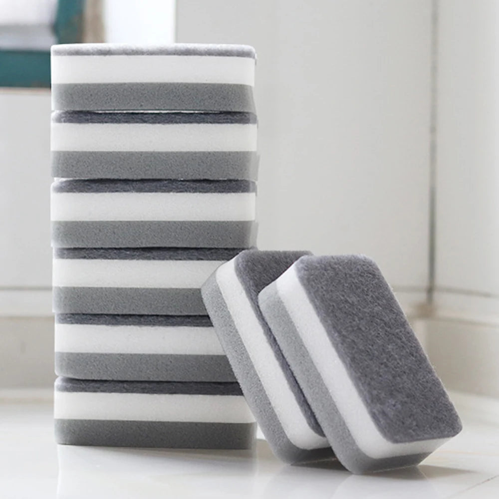 5/10PCS Double-Sided Household Scouring Pad Kitchen Dishwashing Sponge