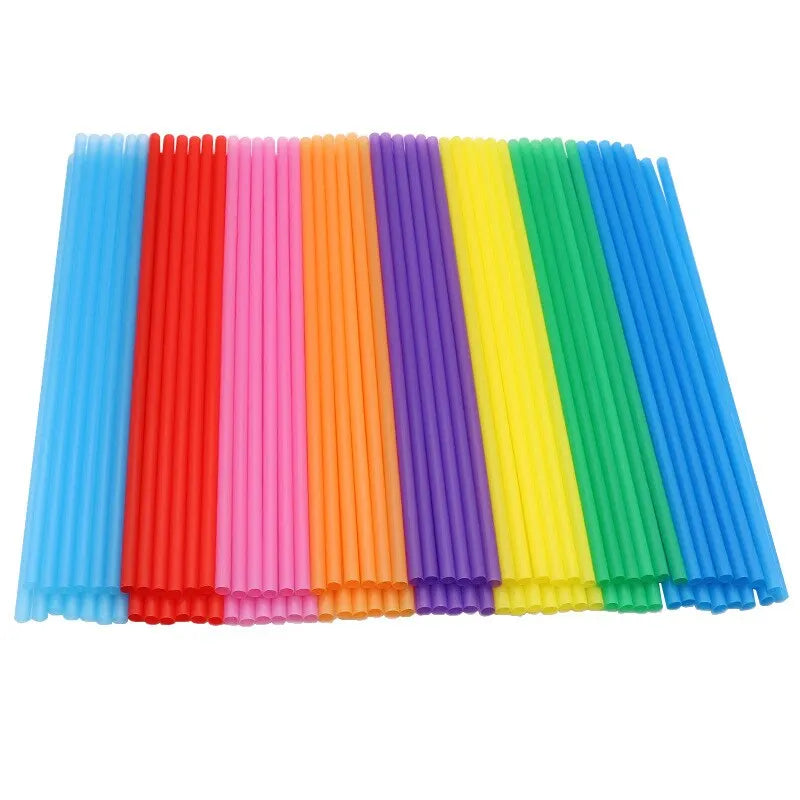 100PCS Disposable Plastic Straws Colorful Party Event Drinking Straws
