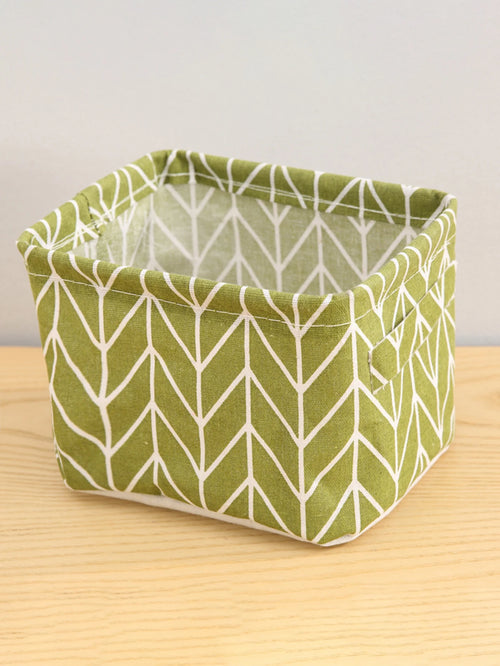 1PC Cotton and Hemp Storage Basket with Handheld Printed Tabletop,