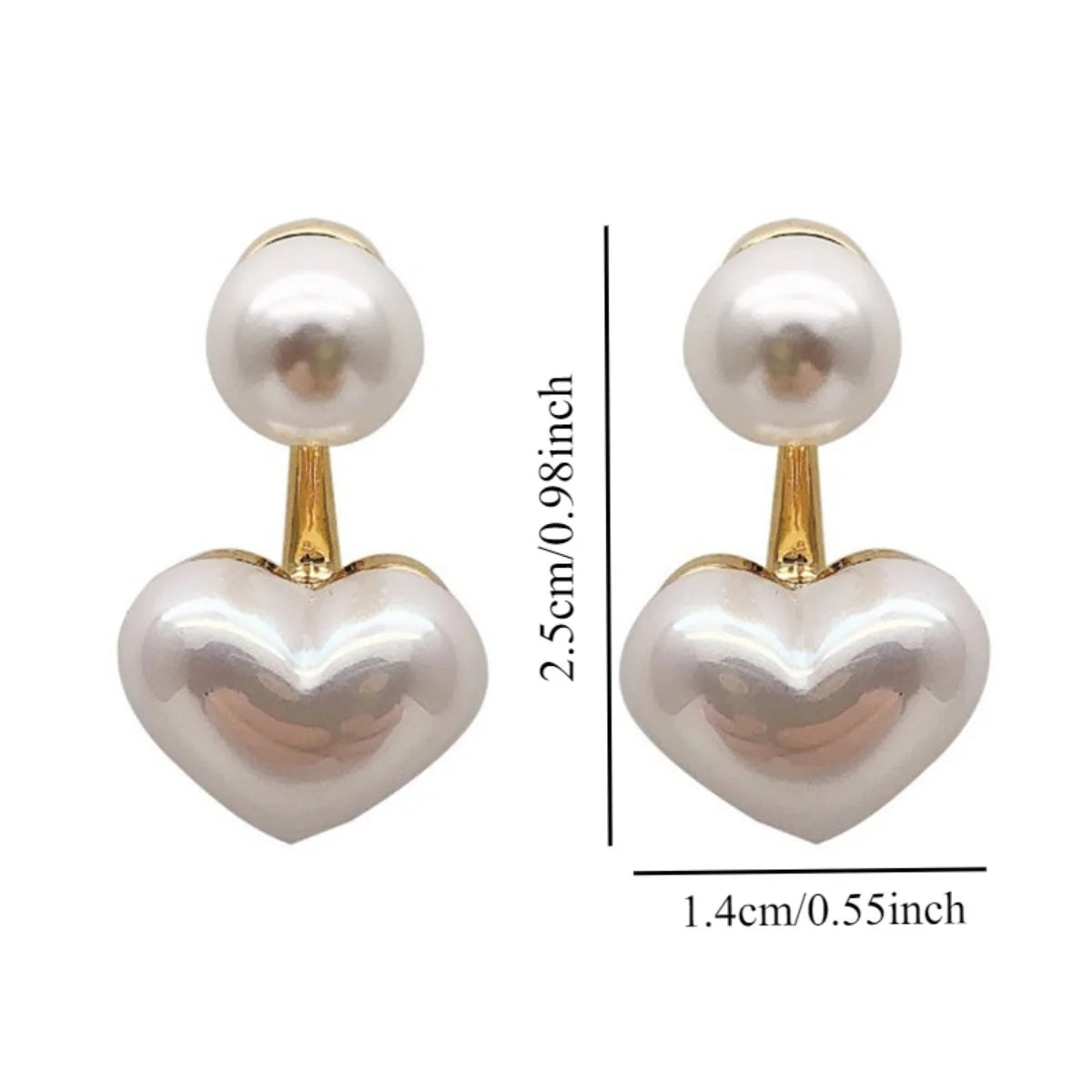2pc Imitation Pearl Earrings for Women Heart Round Stud Earrings