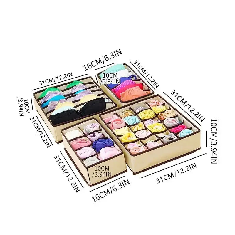 6/7/8/24 Grid Storage Box Beige Underwear Storage Box Four Piece Sock