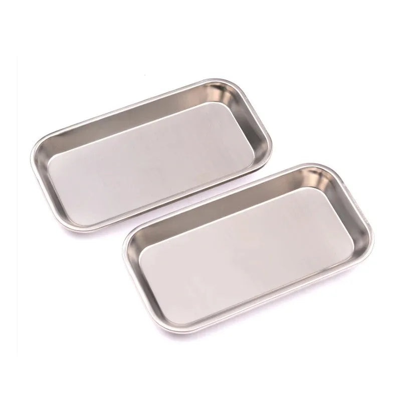 1/2pcs Kitchen Tray Stainless Steel Square Storage Tray Dental Medical