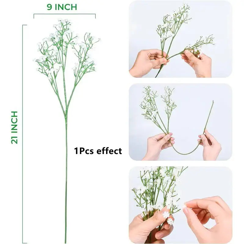 1Pcs 108Heads 63cm Babies Breath Artificial Flowers Plastic Gypsophila
