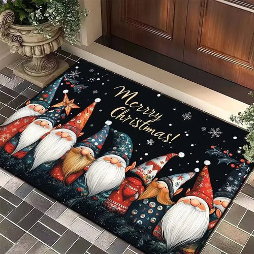 Merry Christmas Door Mat Printed Decoration Flannel Carpet Mat Door