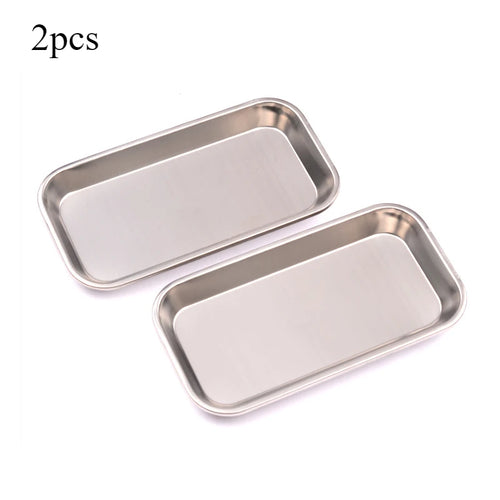 1/2pcs Kitchen Tray Stainless Steel Square Storage Tray Dental Medical