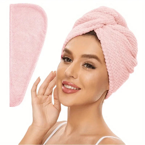 Solid Color Hair Towel Textured Dry Hair Cap 9.8 "X 25.5" Absorbent