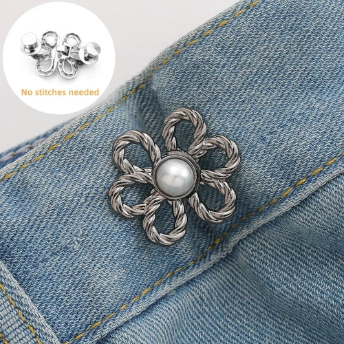 2pairs Waist Metal Flower Adjustable Tighten Invisibility Decoration