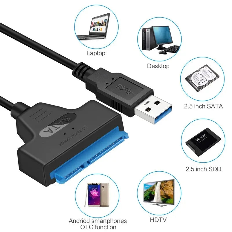 USB 3.0 TO SATA 2.5 Inch SSD HDD Hard Drive Adapter For Laptop Desktop