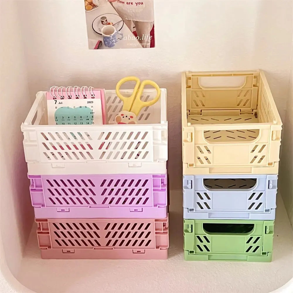 6 Color Organizing Storage Baskets Case Folding Student Desktop Basket