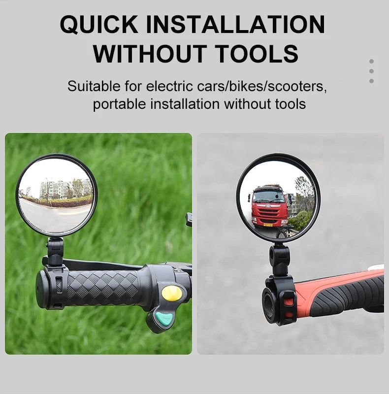 2PCS Bicycle Rearview Mirror 360 Degree Adjustable Rotatable Universal