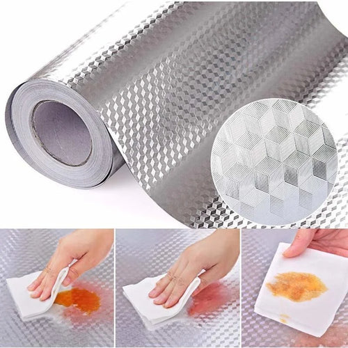 Kitchen Wallpaper Stickers Self Adhesive Aluminum Foil Oil Proof