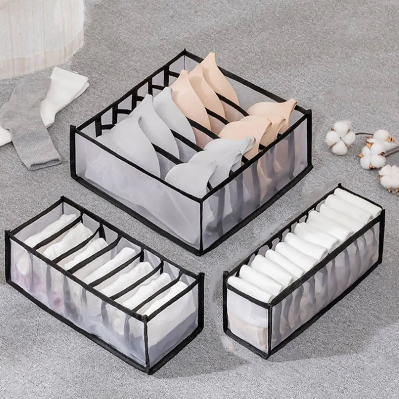 1PC- Closet Organizer for Socks Home Separated Underwear Storage Box