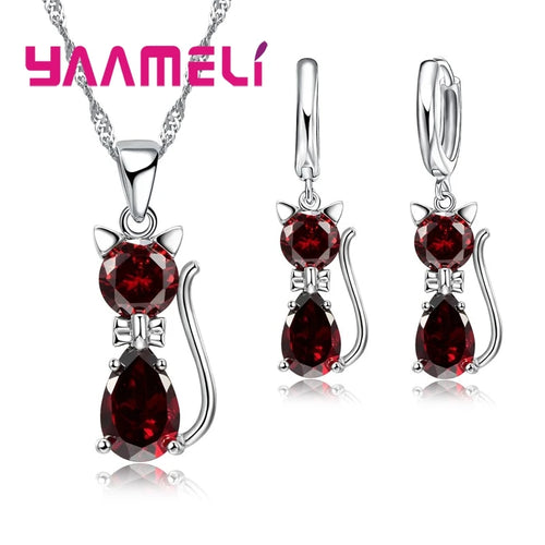 Real 925 Sterling Silver Color Jewelry Sets for Woman Girls Shining
