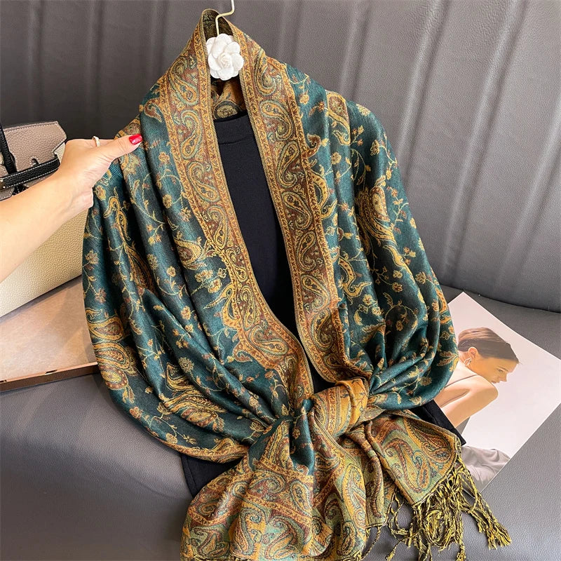 Bohemia Pashmina Hijab Scarf Long Muslim Cashmere Shawl Female Foulard
