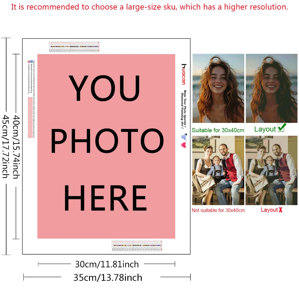 HUACAN Customizable Diamond Mosaic With Your Own Photo Diamond