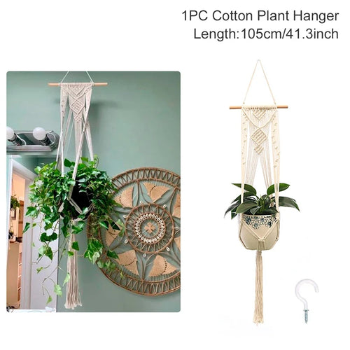 Artificial Plants Hanging Basket With Hook Macrame Plant Holder For