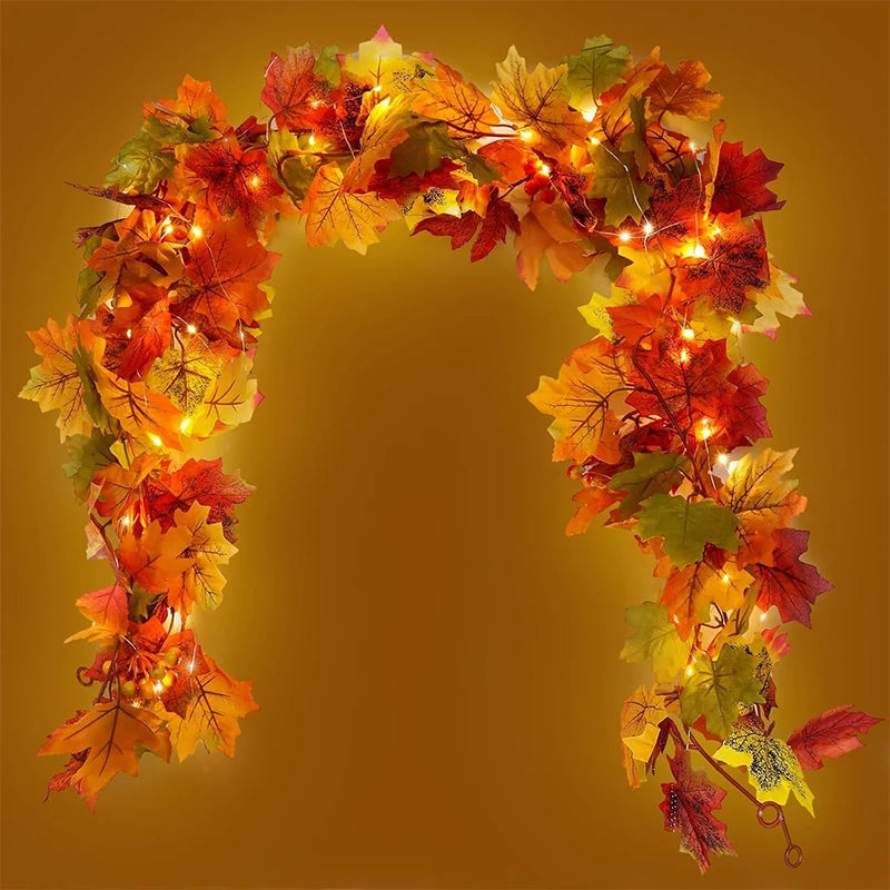 Artificial Maple Leaf Vines Silk Fall Foliage Garland for Home Wedding