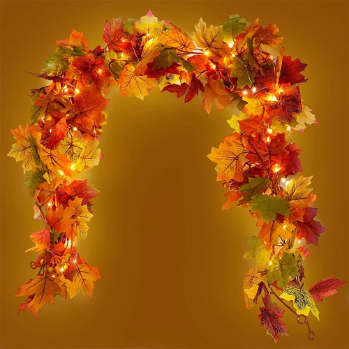 Artificial Maple Leaf Vines Silk Fall Foliage Garland for Home Wedding