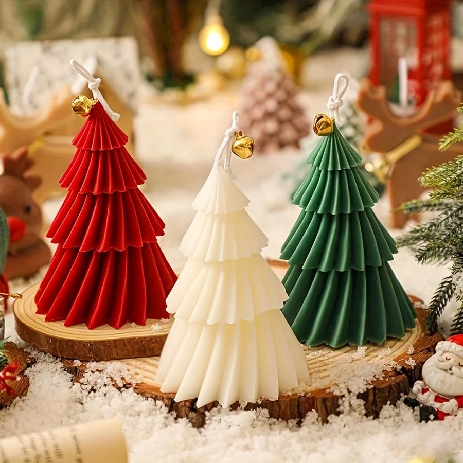 Christmas Tree Candle Silicone Mold DIY Gypsum Cement Christmas Tree