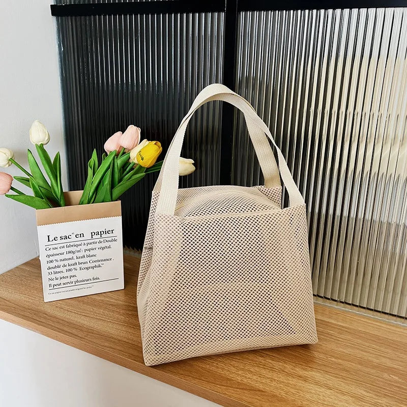 New Large Capacity Mesh Bag with handle Travel Toiltery Makeup Bag